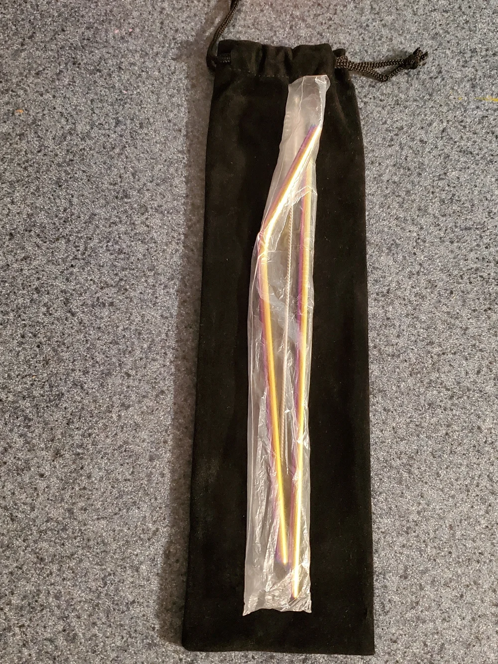 Two‎ Steel Multi Color Straws Cleaning Brush Velvet Carrying Pouch NWOT